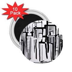 Black And White City 2 25  Magnets (10 Pack)  by digitaldivadesigns