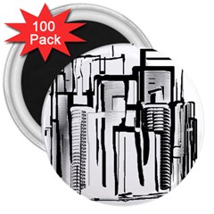 Black And White City 3  Magnets (100 Pack) by digitaldivadesigns