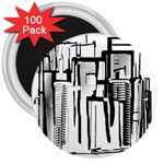 Black and White city 3  Magnets (100 pack) Front