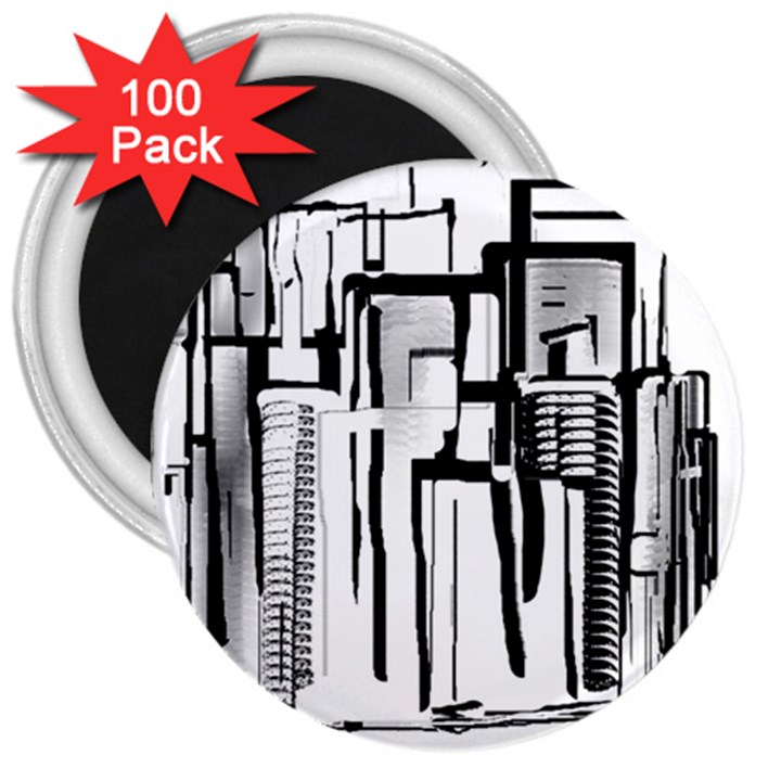 Black and White city 3  Magnets (100 pack)