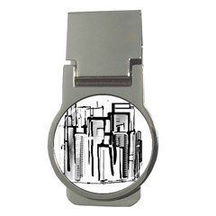 Black And White City Money Clips (round)  by digitaldivadesigns