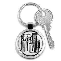 Black And White City Key Chains (round)  by digitaldivadesigns