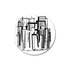 Black And White City Magnet 3  (round) by digitaldivadesigns