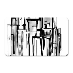 Black And White City Magnet (rectangular) by digitaldivadesigns