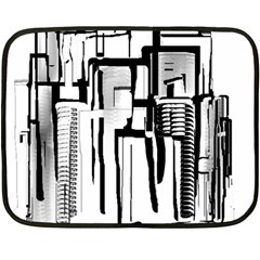 Black And White City Fleece Blanket (mini) by digitaldivadesigns