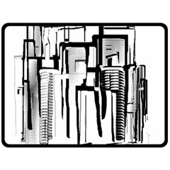 Black And White City Fleece Blanket (large)  by digitaldivadesigns