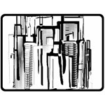 Black and White city Fleece Blanket (Large)  80 x60  Blanket Front