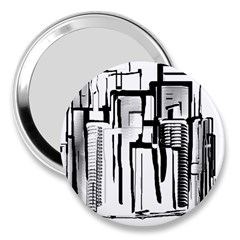 Black And White City 3  Handbag Mirrors by digitaldivadesigns