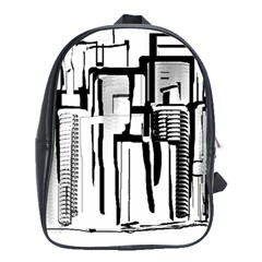 Black And White City School Bag (xl) by digitaldivadesigns