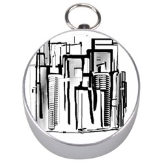 Black And White City Silver Compasses by digitaldivadesigns