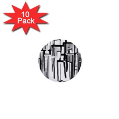 Black And White City 1  Mini Buttons (10 Pack)  by digitaldivadesigns