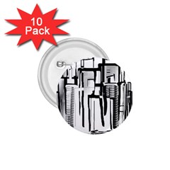 Black And White City 1 75  Buttons (10 Pack) by digitaldivadesigns