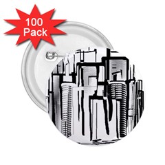 Black And White City 2 25  Buttons (100 Pack)  by digitaldivadesigns