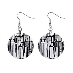 Black And White City Mini Button Earrings by digitaldivadesigns