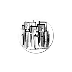 Black And White City Golf Ball Marker by digitaldivadesigns