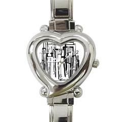 Black And White City Heart Italian Charm Watch by digitaldivadesigns