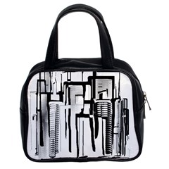 Black And White City Classic Handbags (2 Sides) by digitaldivadesigns