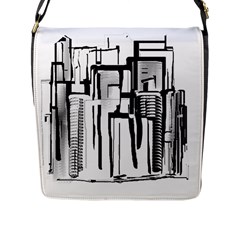 Black And White City Flap Messenger Bag (l)  by digitaldivadesigns