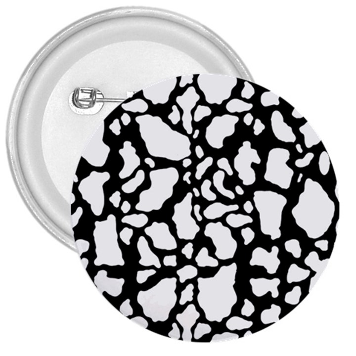 White On Black Cow Skin 3  Button