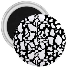 White On Black Cow Skin 3  Magnet by LoolyElzayat