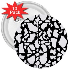 White On Black Cow Skin 3  Button (10 Pack) by LoolyElzayat