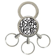 White On Black Cow Skin 3-ring Key Chain by LoolyElzayat