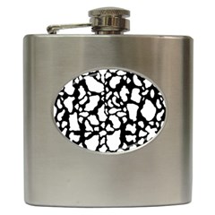 White On Black Cow Skin Hip Flask (6 Oz) by LoolyElzayat