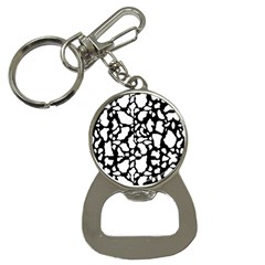 White On Black Cow Skin Bottle Opener Key Chain by LoolyElzayat