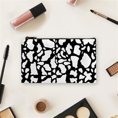 White On Black Cow Skin Cosmetic Bag (small) by LoolyElzayat