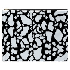 White On Black Cow Skin Cosmetic Bag (xxxl) by LoolyElzayat