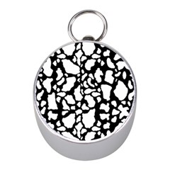 White On Black Cow Skin Silver Compass (mini) by LoolyElzayat