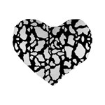 White On Black Cow Skin Standard 16  Premium Flano Heart Shape Cushion  Front