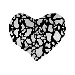 White On Black Cow Skin Standard 16  Premium Flano Heart Shape Cushion  Back