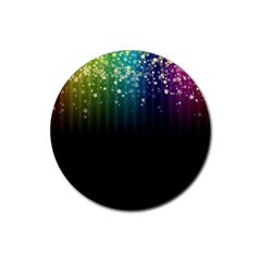 Colorful Space Rainbow Stars Rubber Coaster (round) 