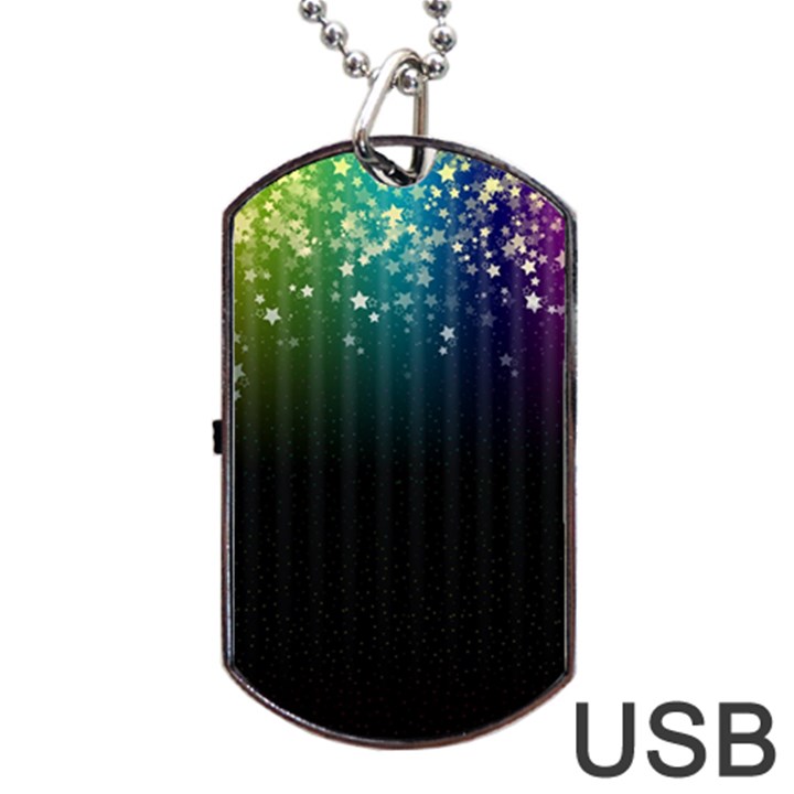 Colorful Space Rainbow Stars Dog Tag USB Flash (One Side)