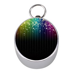 Colorful Space Rainbow Stars Mini Silver Compasses