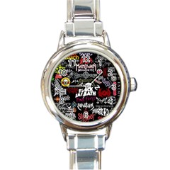 Metal Bands College Round Italian Charm Watch