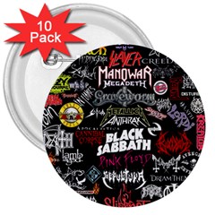 Metal Bands College 3  Buttons (10 pack) 