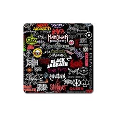 Metal Bands College Square Magnet