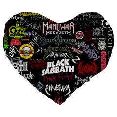 Metal Bands College Large 19  Premium Flano Heart Shape Cushions