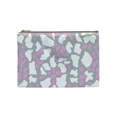 Pink Grey White Cow Print Cosmetic Bag (medium)  by LoolyElzayat