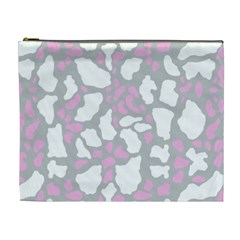 Pink Grey White Cow Print Cosmetic Bag (xl) by LoolyElzayat