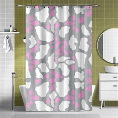 Pink Grey White Cow Print Shower Curtain 48  X 72  (small)  by LoolyElzayat