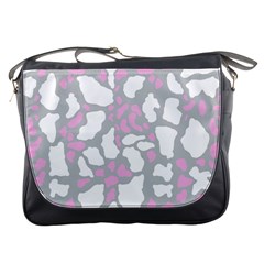 Pink Grey White Cow Print Messenger Bags by LoolyElzayat