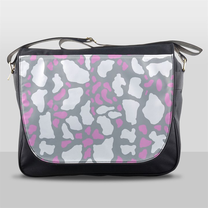 Pink Grey White Cow Print Messenger Bags