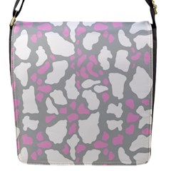 Pink Grey White Cow Print Flap Messenger Bag (s) by LoolyElzayat