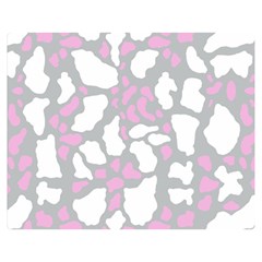 Pink Grey White Cow Print Double Sided Flano Blanket (medium)  by LoolyElzayat