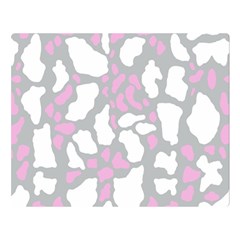 Pink Grey White Cow Print Double Sided Flano Blanket (large)  by LoolyElzayat