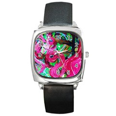 Flamingo   Child Of Dawn 1 Square Metal Watch by bestdesignintheworld