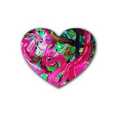 Flamingo   Child Of Dawn 1 Rubber Coaster (heart)  by bestdesignintheworld